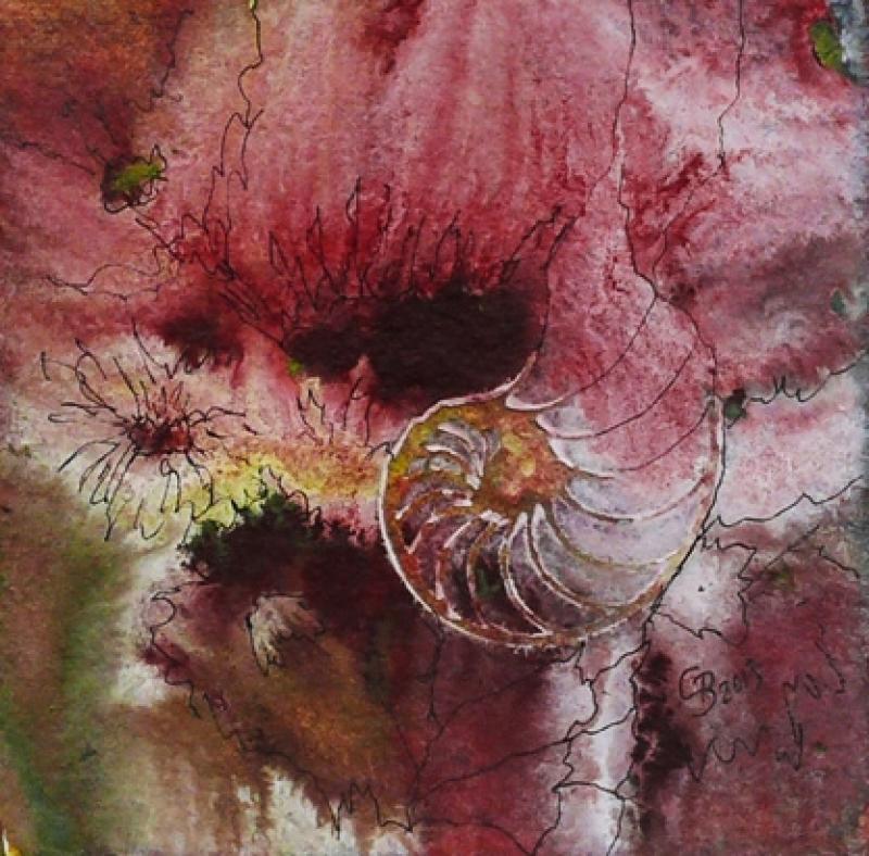 Aquarell und unterschiedliche Materialien auf Papier